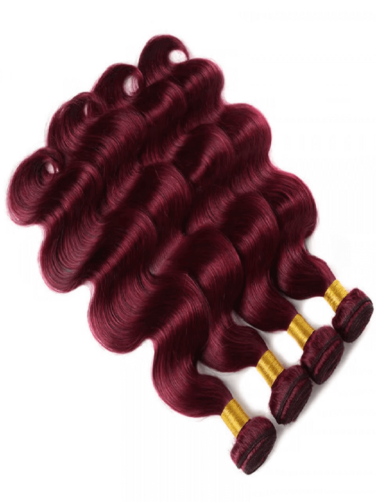 Cheveux humains ondulés Rovess 30 30 30 30 pouces 99j rouge bordeaux, lot de 4 