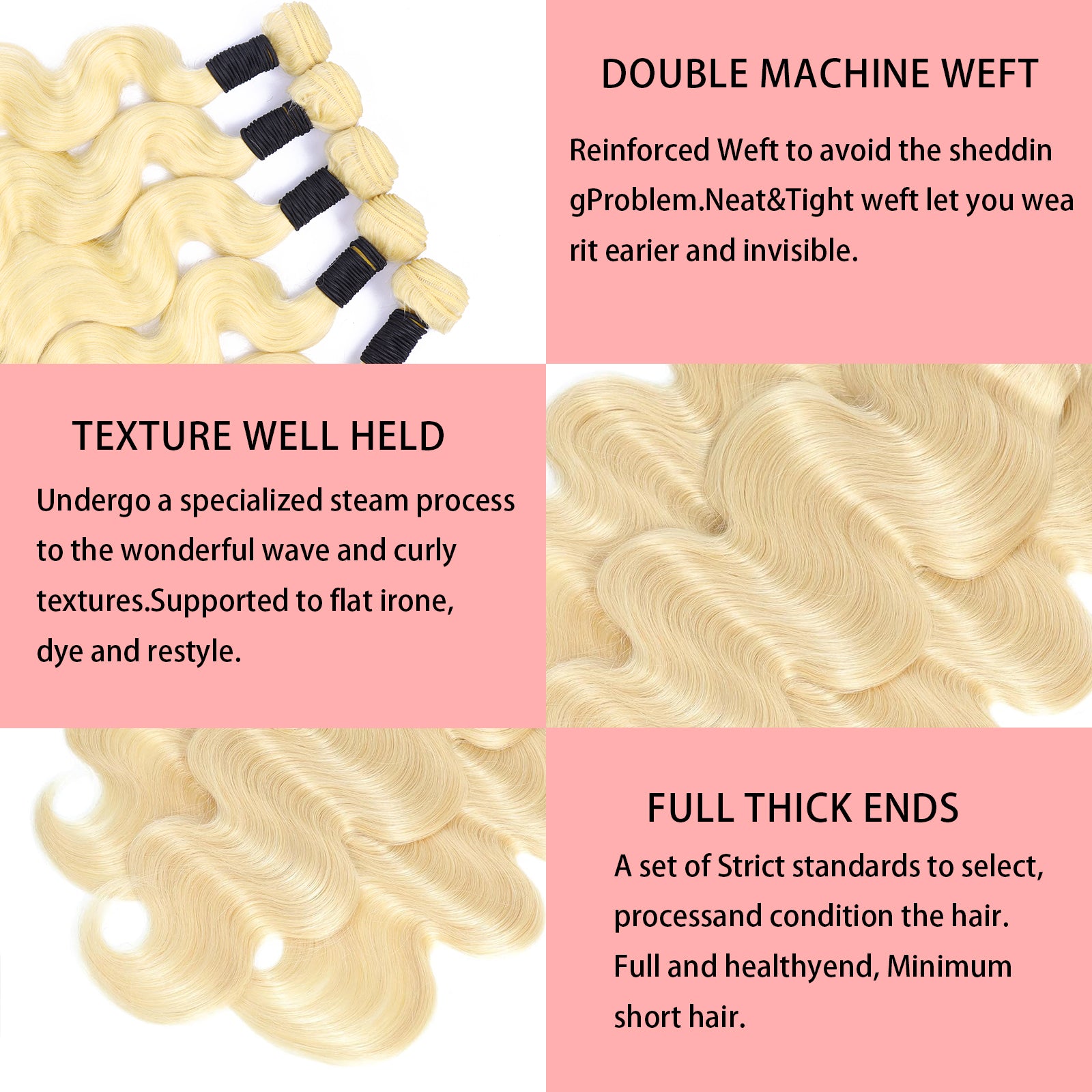 100% Real Human Hair Virgin Peruvian 613 Blonde Body Wave Bundles – 16–34 Inch, 4-Pack Luxury Set, Silky & Full, 80–100g Each, No Bleach Needed for Any Hair Color