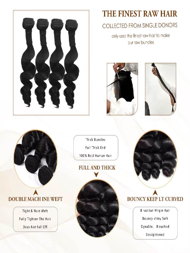 Rovess 34 34 34 34 Inch Loose Waves Hair Bundles Virgin Brazilian Hair Weave 4 Bundles