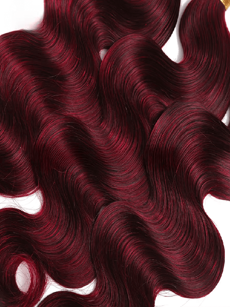 Cheveux humains ondulés Rovess 30 30 30 30 pouces 99j rouge bordeaux, lot de 4 