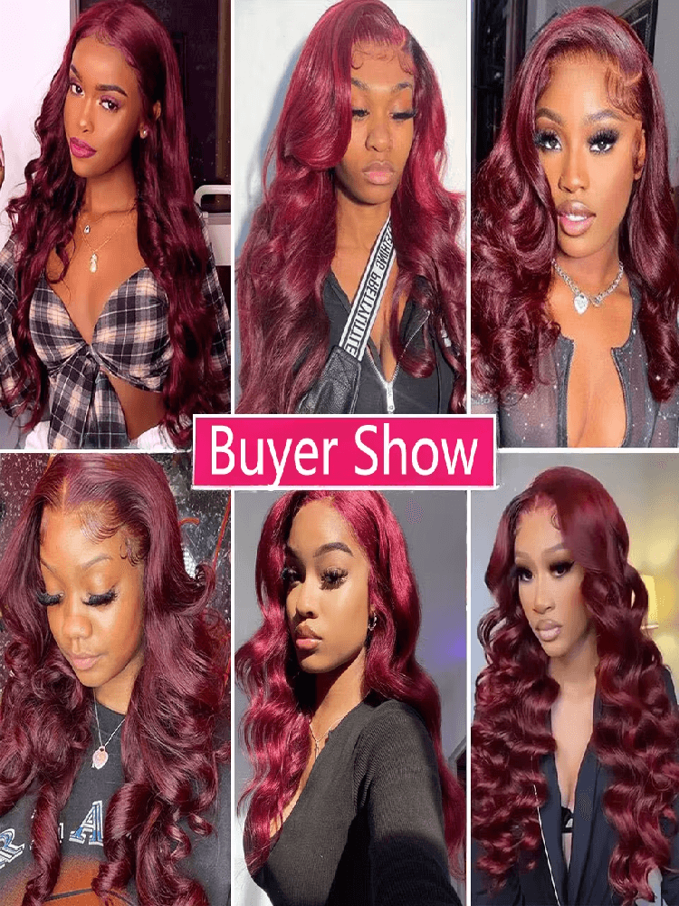 Cheveux humains ondulés Rovess 30 30 30 30 pouces 99j rouge bordeaux, lot de 4 