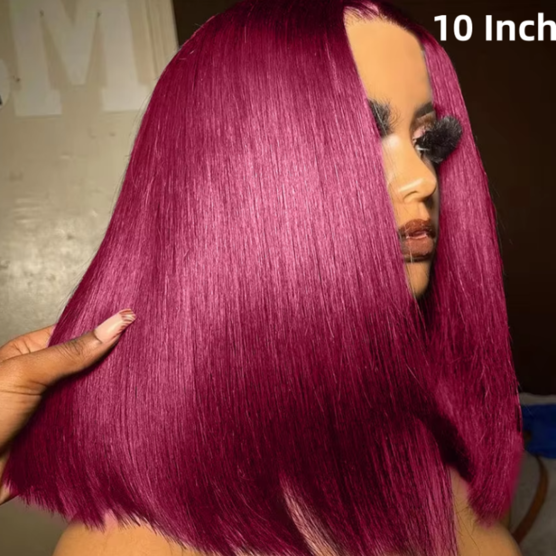 99J Burgundy Red Silky Minimalist 13x4 Lace Short Bob Wig