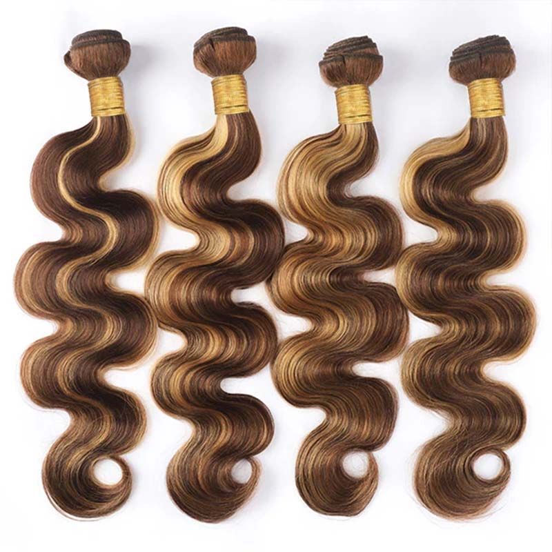 100% Real Human Hair Virgin Peruvian 427 Highlight Body Wave Bundles – 16–34 Inch, 4-Pack Luxury Set, Silky & Full, 80–100g Each, Perfect for Natural-Looking Highlights