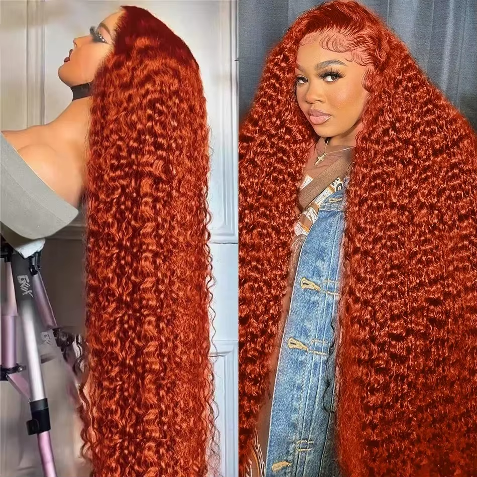 350 Ginger Orange Water Wave #350 Colored 13x4 5x5 Lace Front Wig Human Hair for Women Guluess Deep Curly Wigs Pre Plucked