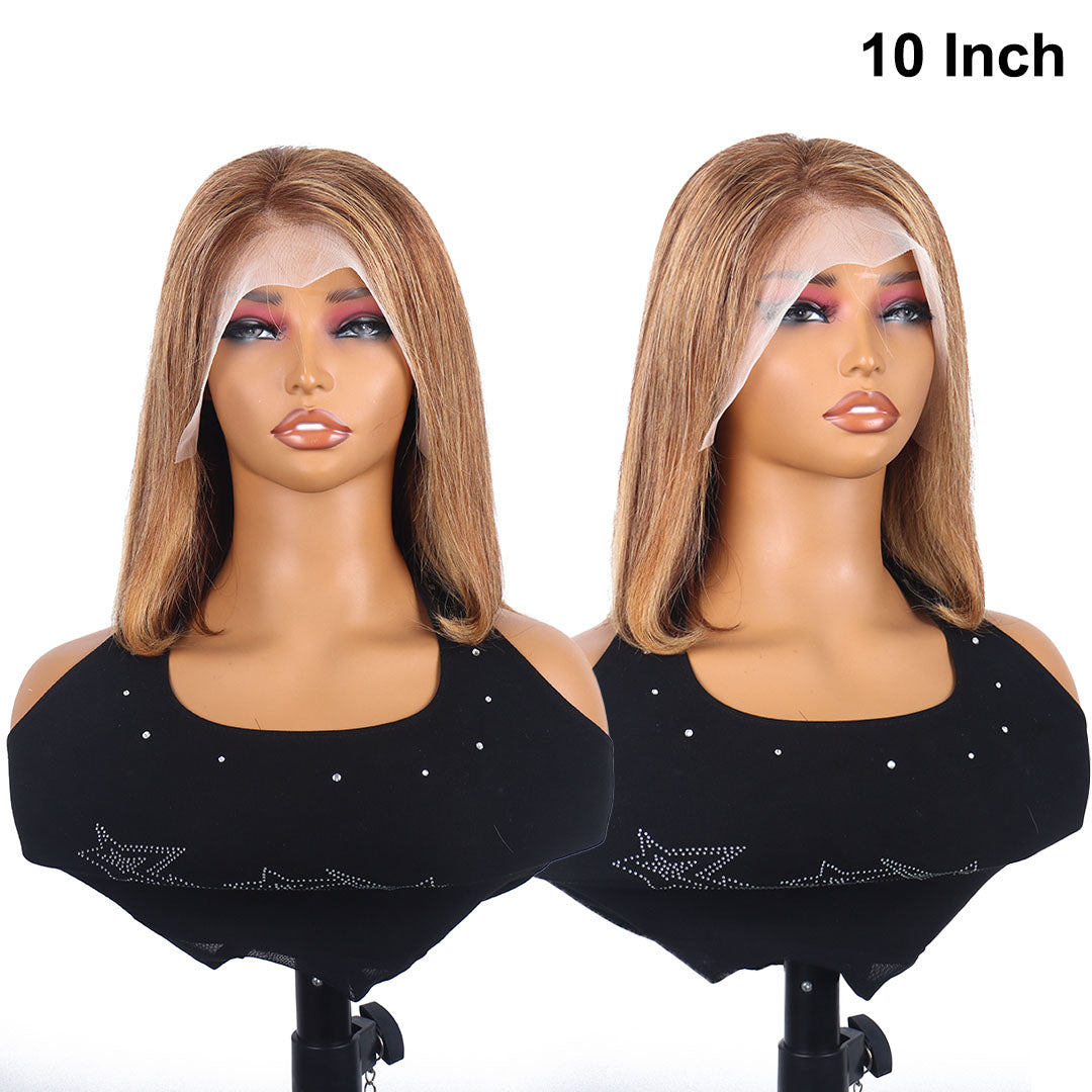 4/27 Highlight Straight Bob Wig Human Hair 13x4 Lace Front Bob Wigs Human Hair 4/27 Ombre Honey Blonde Human Hair Wig