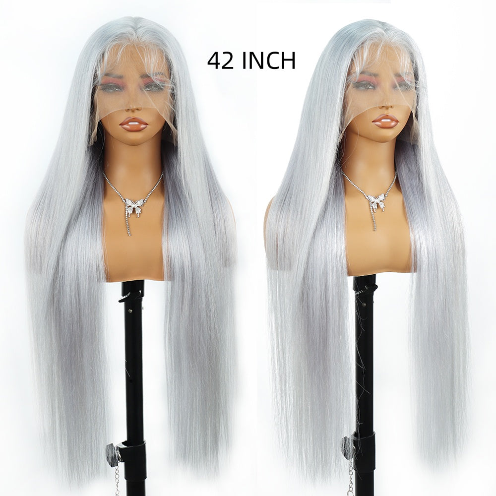 Roves Silver Grey Straight Curly Lace Front Wigs Human Hair Can Be Styled