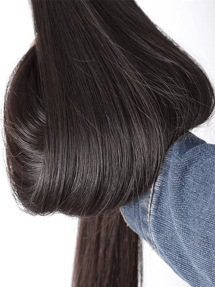 Rovess 34Inch Natural Black Straight Hair Bundles Luxury Salon Brazilian  100% Human Hair Bundles Glossy Hair bundles 4 Bundles