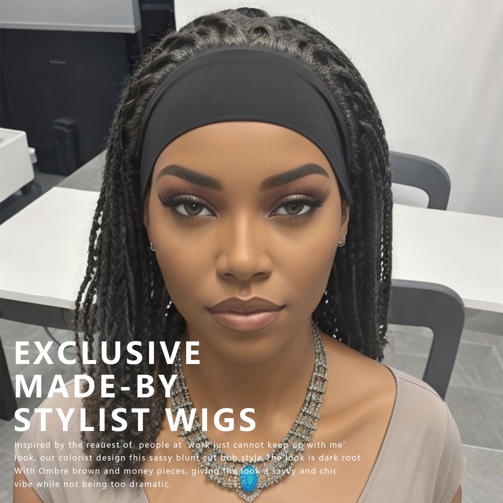 14Inch Goddess Locs Headband Wigs for Black Women Ombre Brown Dreadlock Rolls Twist Wigs Hair for Christmas Day Use