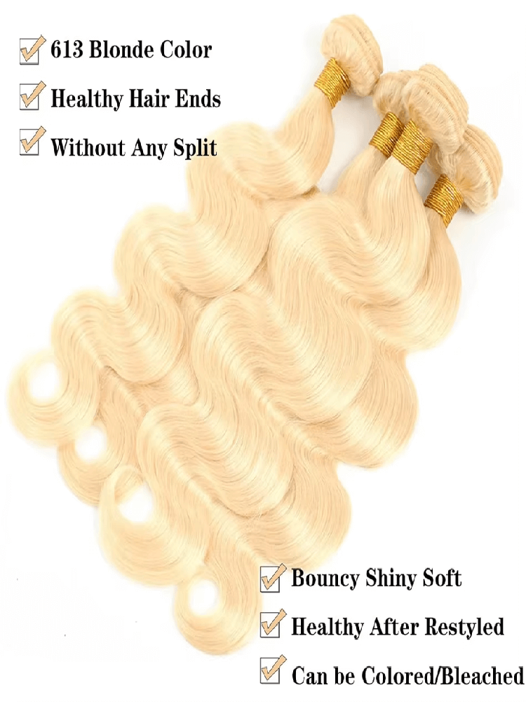 Rovess 34 34 34 34  Inch 613 Blonde Hair Body Wave Hair Bundles Virgin Brazilian Hair Weave 4 Bundles