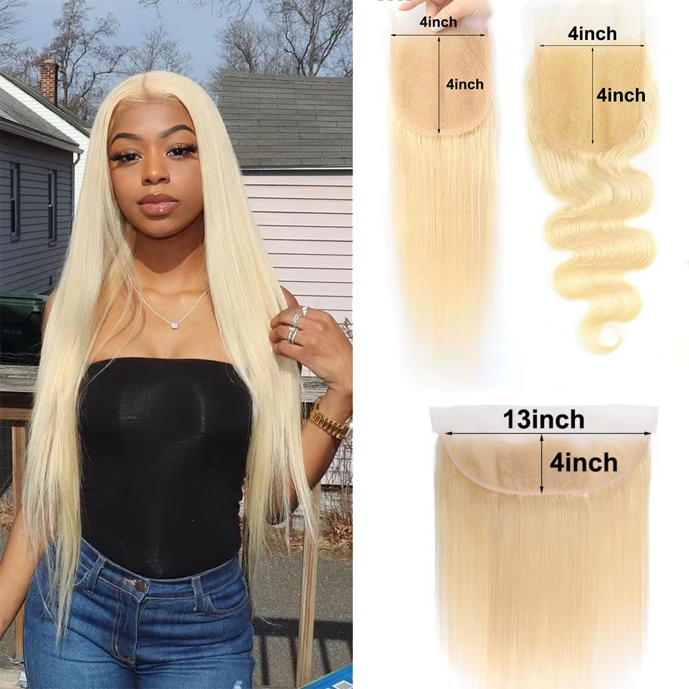 16inch Blonde Human Hair Closure 4x4 613 Blonde Lace Closure Human Hair