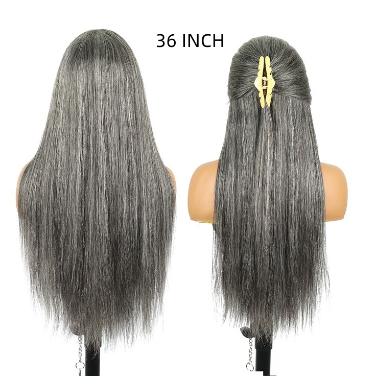 Rovess 13x4 Lace Front  Salt and Pepper Straight Wig 150% Density