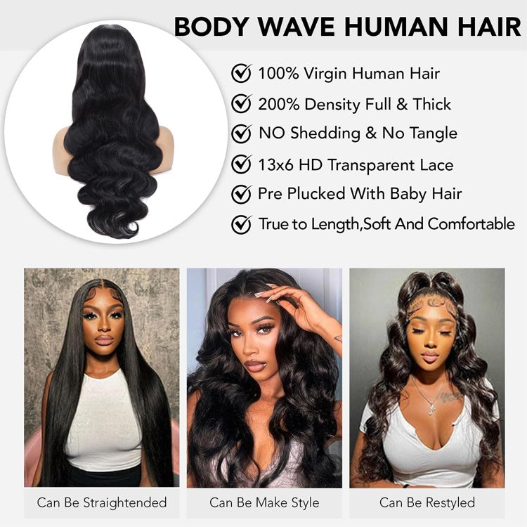 Perruques en cheveux humains ondulés de 30 pouces, perruques en cheveux humains ondulés de 13 x 6 pouces, perruques en cheveux humains ondulés naturels et moelleux 