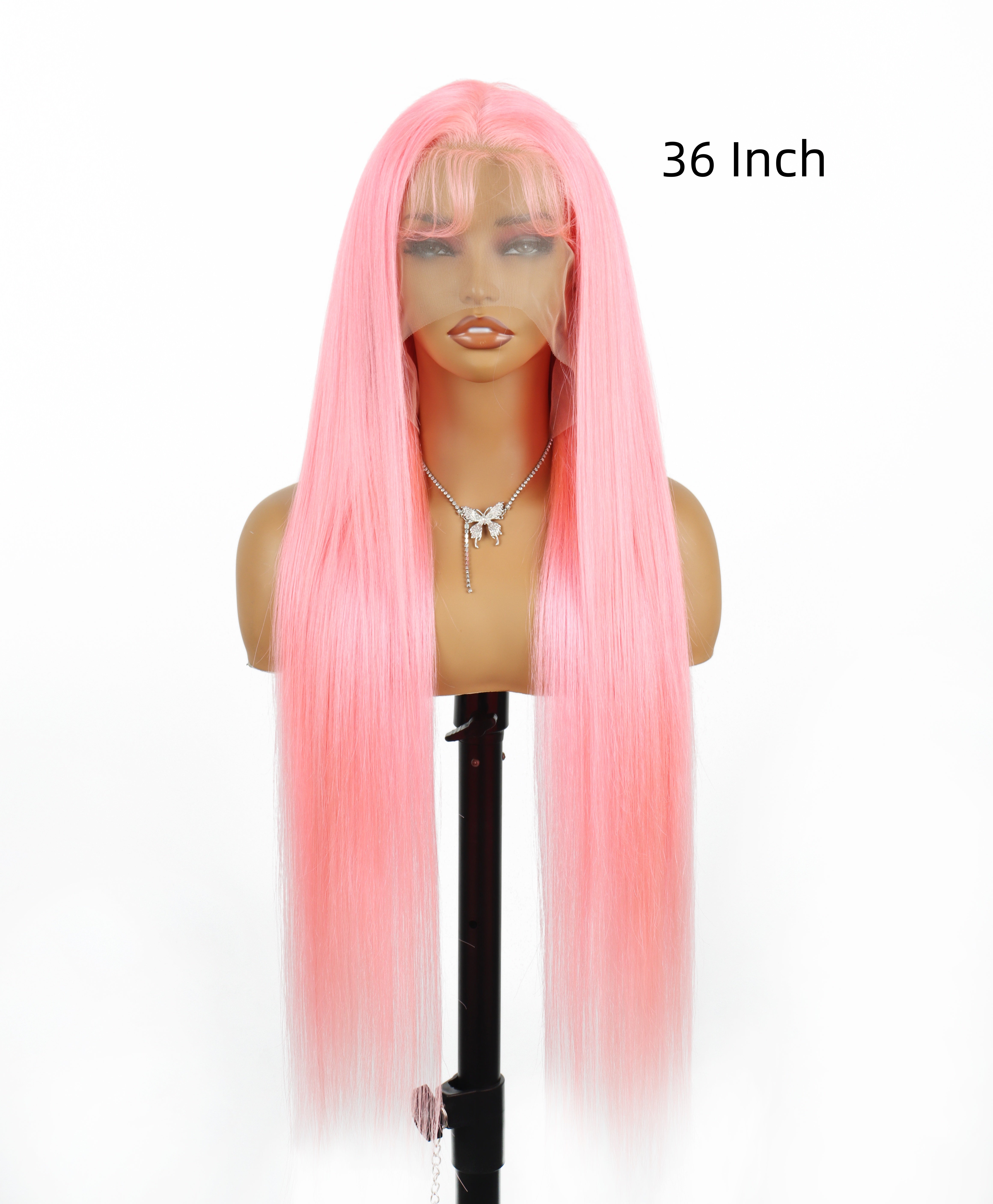 Rovess Real Scalp Wig 13x6 Invisible HD Lace Frontal Pink Straight Wig For Summer Look