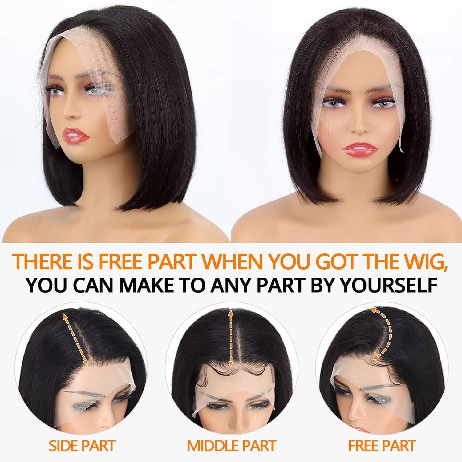 10 Inch Natural Black Bob Wig Human Hair 13x4 Lace Front Wigs Human Hair Short Straight Frontal Bob Wig For Black Women