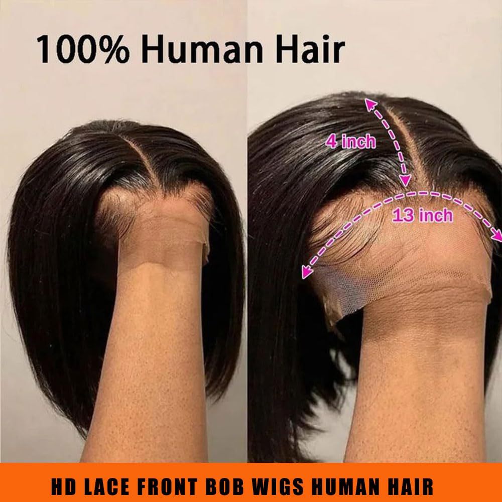 10 Inch Natural Black Bob Wig Human Hair 13x4 Lace Front Wigs Human Hair Short Straight Frontal Bob Wig For Black Women