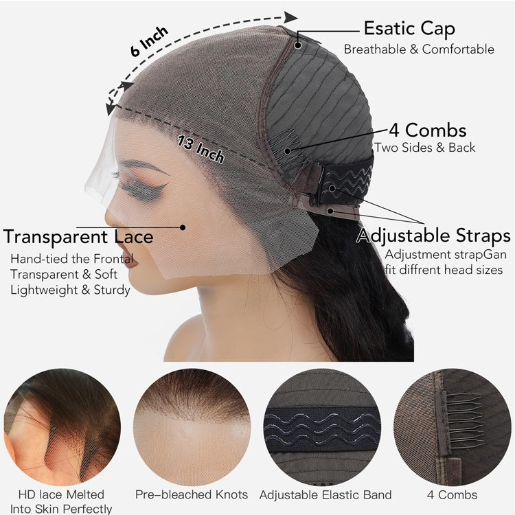 Perruques en cheveux humains ondulés de 30 pouces, perruques en cheveux humains ondulés de 13 x 6 pouces, perruques en cheveux humains ondulés naturels et moelleux 