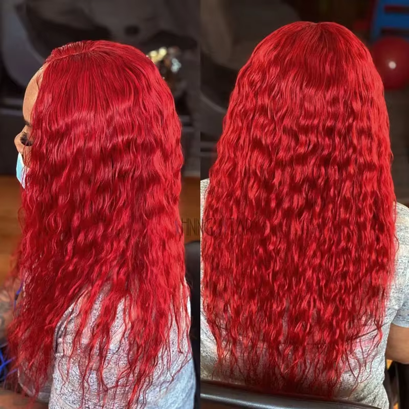 30 Inch Deep Wave 13X4 HD Lace Frontal Wig Human Hair Red Lace Front Human Hair Wigs Lace Front Wigs Pre Plucked