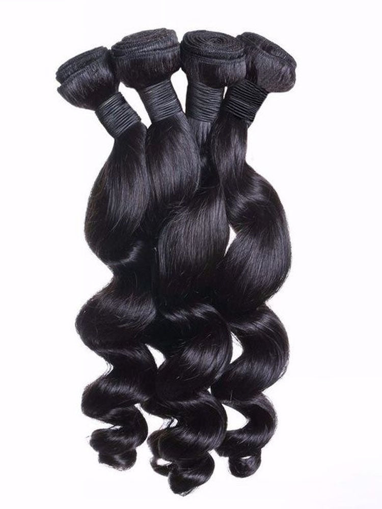Rovess 16-32Inch Loose Waves Hair Bundles Virgin Brazilian Hair Weave 4 Bundles