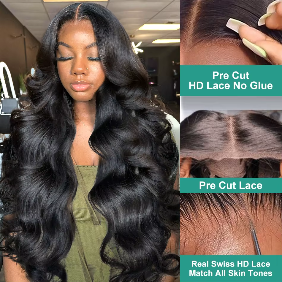 7x6 Put On And Go Glueless Body Wave Lace Front Wigs Human Hair
