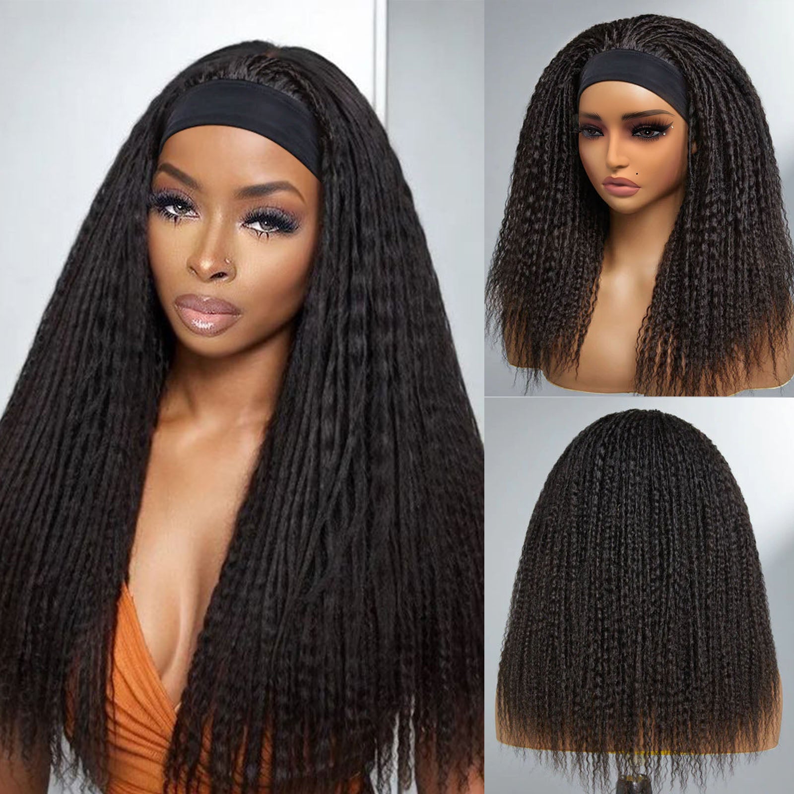 Wakego Marley Afro Twist Hair Head band Wig Bob Marley Crochet Hair Scarf Wigs Synthetic Brading hair Wig with Headband Attached