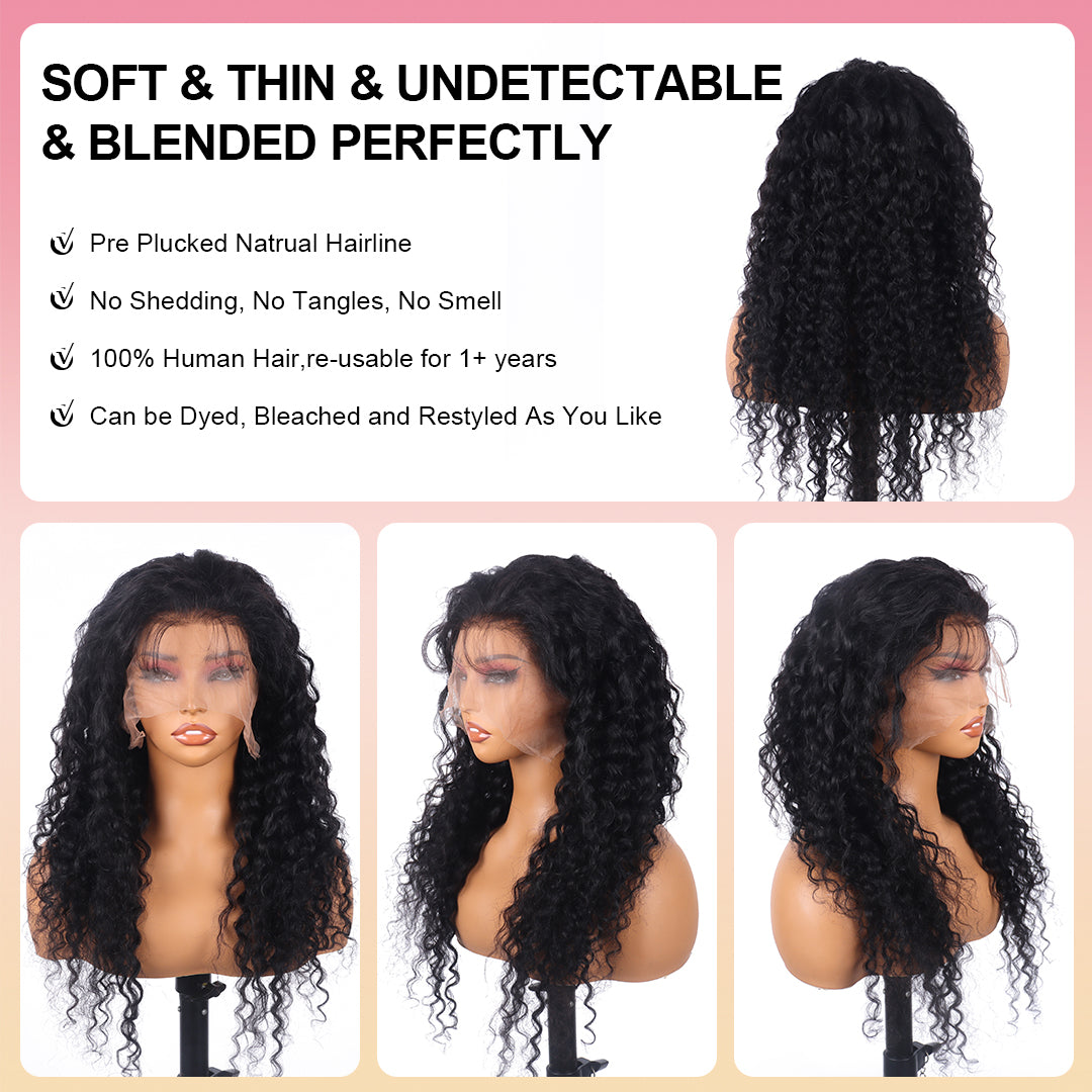 Perruques en cheveux humains ondulés de 30 pouces avec dentelle frontale 13x6, perruques bouclées ondulées avec cheveux de bébé 