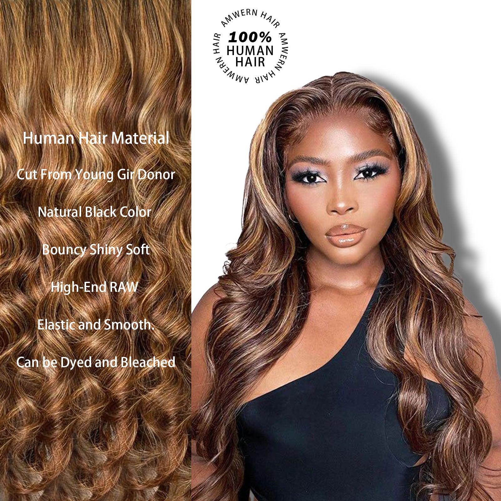 100% Real Human Hair Virgin Peruvian 427 Highlight Body Wave Bundles – 16–34 Inch, 4-Pack Luxury Set, Silky & Full, 80–100g Each, Perfect for Natural-Looking Highlights