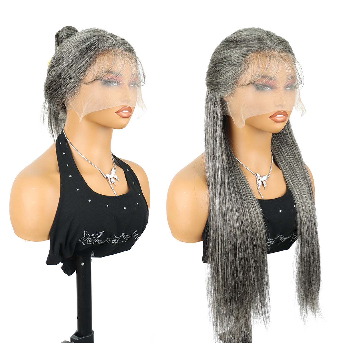 Rovess 13x4 Lace Front  Salt and Pepper Straight Wig 150% Density