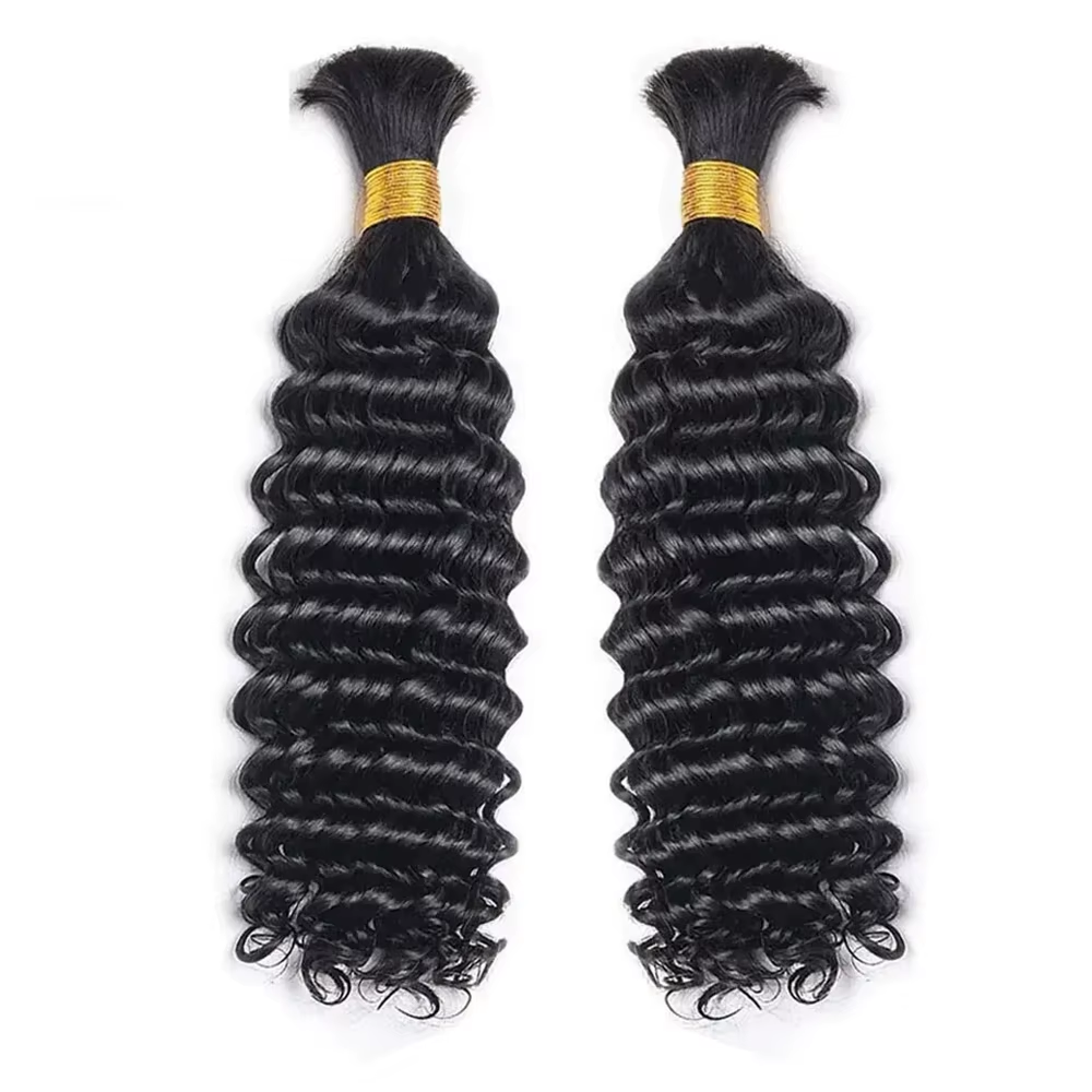 Tissage de cheveux humains vierges Rovess 100 % non traités style bohème, noir naturel, ondulés profonds, lot de 4 