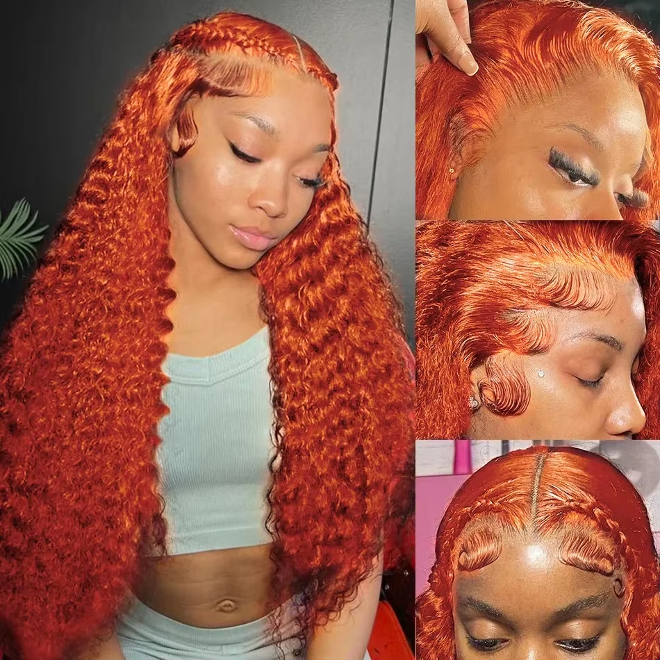 350 Ginger Orange Water Wave #350 Colored 13x4 5x5 Lace Front Wig Human Hair for Women Guluess Deep Curly Wigs Pre Plucked