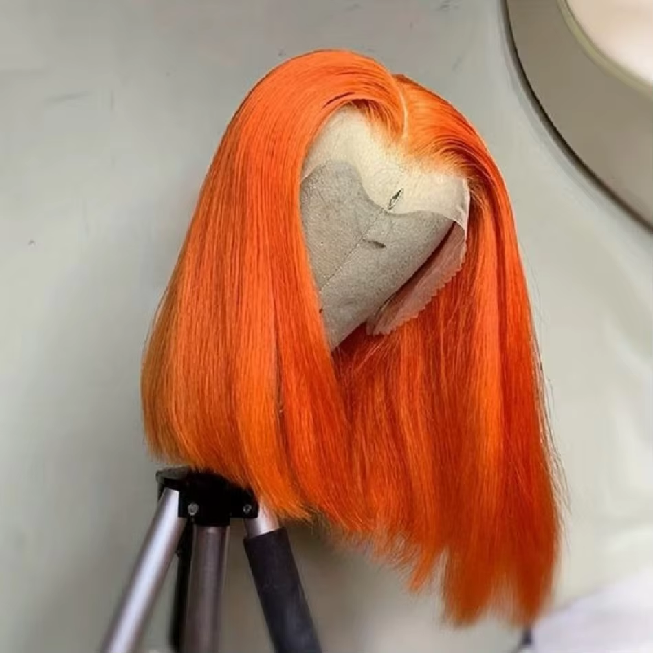 350 Orange Ginger Super Natural Hairline Short Bob Wig