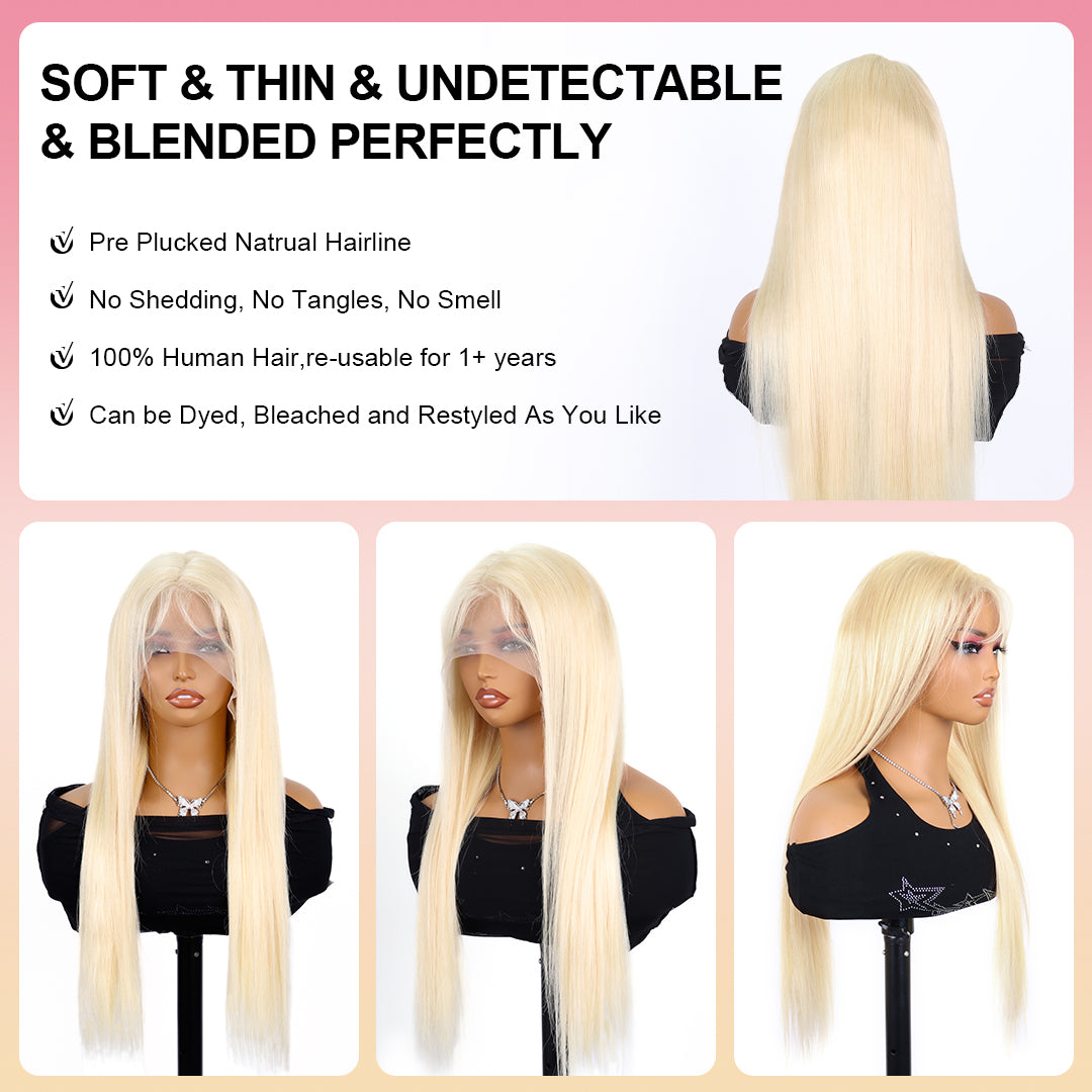 30 Inch 613 Blonde Lace Front Wig Human Hair 13x4 13X6 Lace Frontal Wigs Human Hair 613 Blonde Bone Straight Lace Frontal Wigs