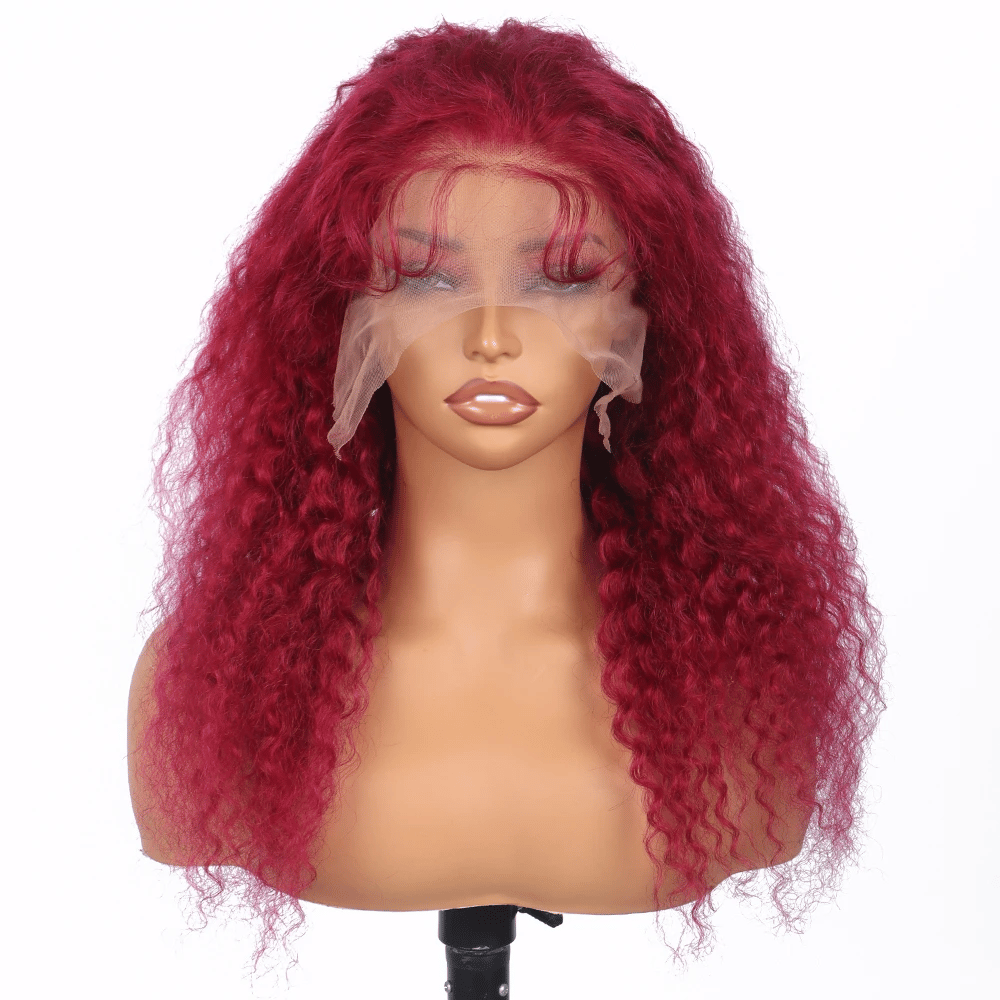 30 Inch 99j Burgundy Lace Front Wigs Human Hair Deep Wave 13x6 Lace Frontal Human Hair Wigs 99j Red Curly Wet And Wavy Wig﻿