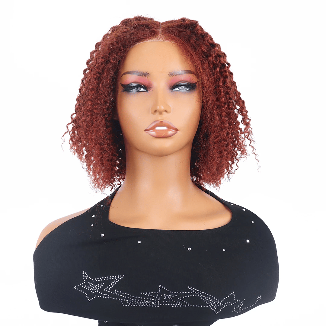 Wear&Go 5x5 Glueless Reddish Brown Curly Bob Wig 12 Inch Deep Wave Bob Wig  Short Curly Beyond Basics Bob Wig Human Hair Wigs