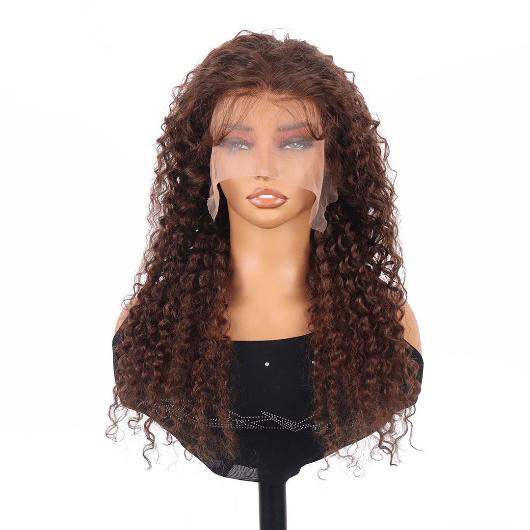 34 Inch Chocolate Brown Deep Wave Lace Front Wigs Human Hair 13x4 Lace Frontal Wigs Curly Human Hair Brown Wig Pre Plucked