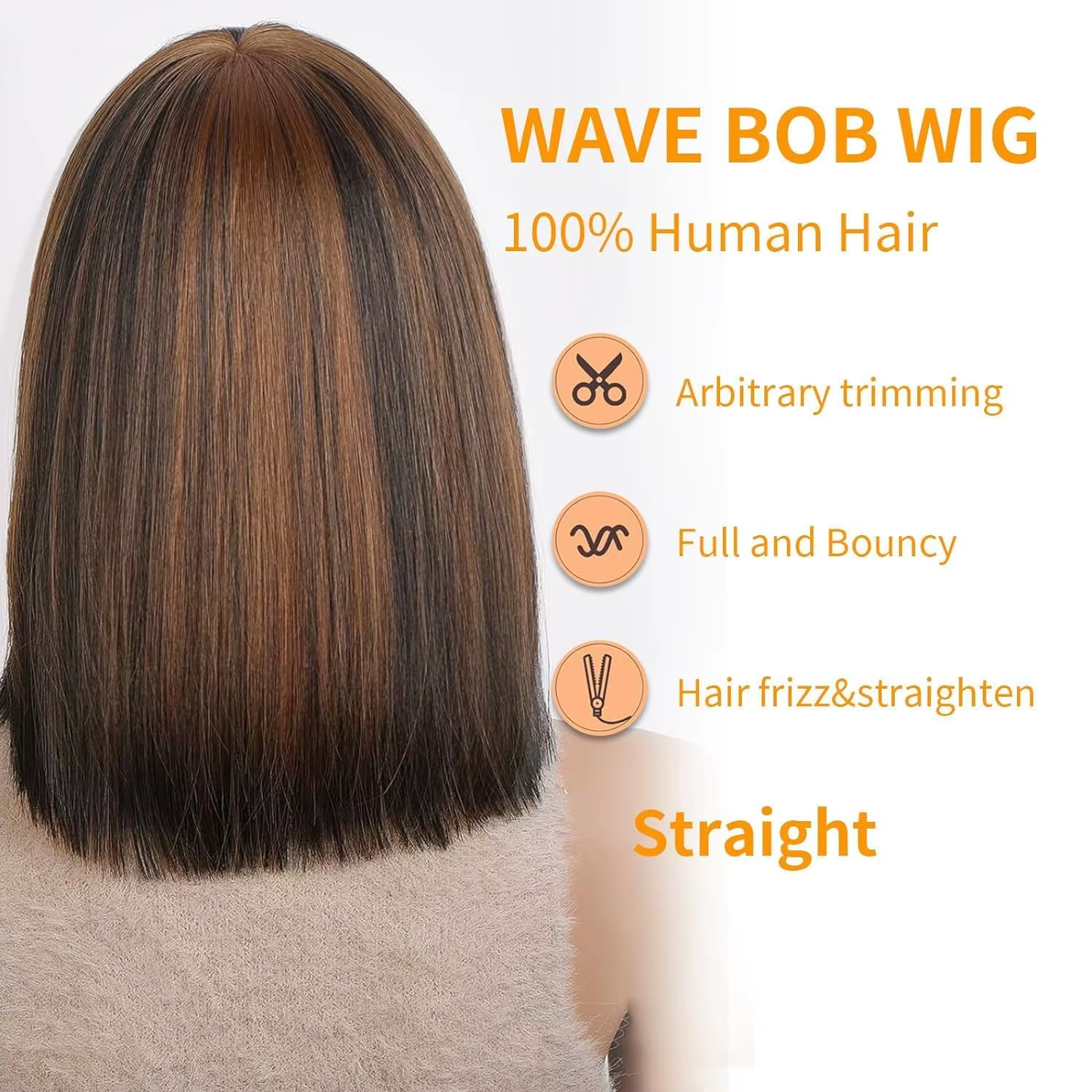 1B/30 Highlight Straight Bob Human Hair Wig With Bangs 10 Inch 2x1 Lace Front Wigs Ombre Color Short Bob Human Hair For Women