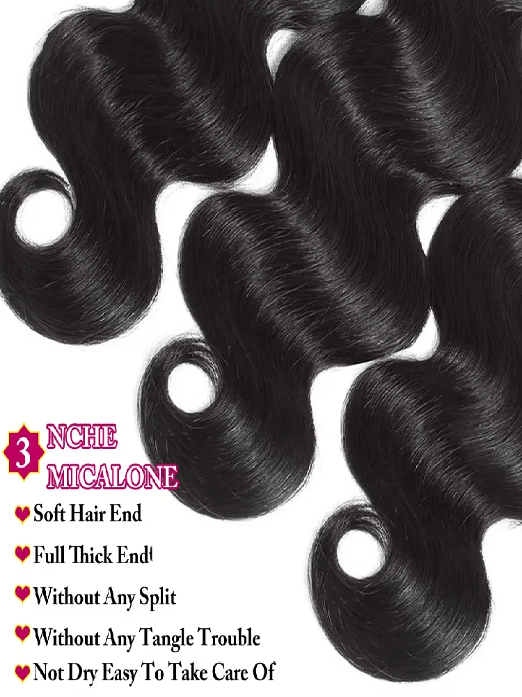 Rovess 34 34 34 34 Inch Body Wave Hair Bundles Virgin Brazilian Hair Weave 4 Bundles