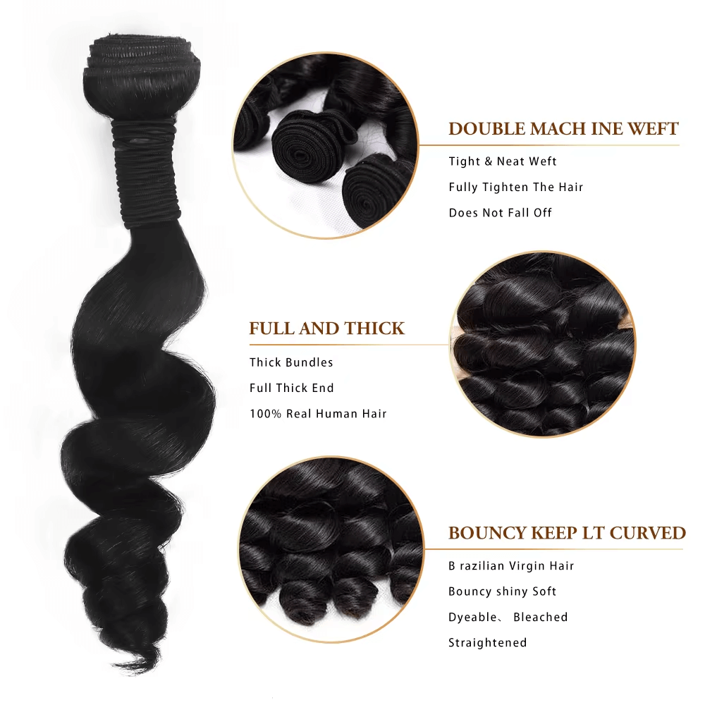 Tissage brésilien vierge ondulé Rovess de 40 à 80 cm, lot de 4 