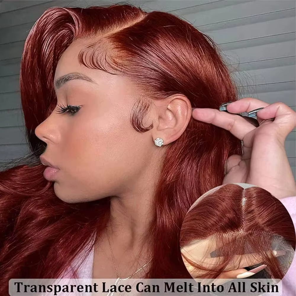 30 Inch Reddish Brown Body Wave Human Hair Wig 13x4 HD Lace Front Wigs Human Hair Pre Plucked