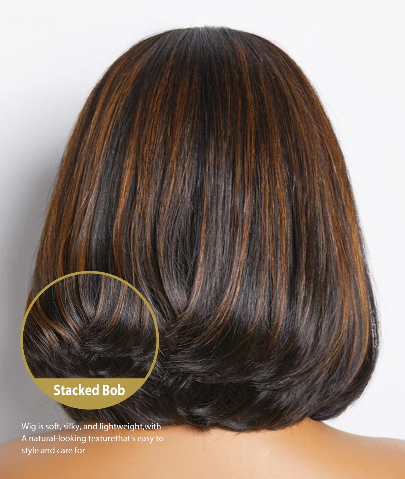 Rovess Black Mix Blonde Highlight Glueless 5x5 Closure Lace Stacked Bob Wig Put On and Go