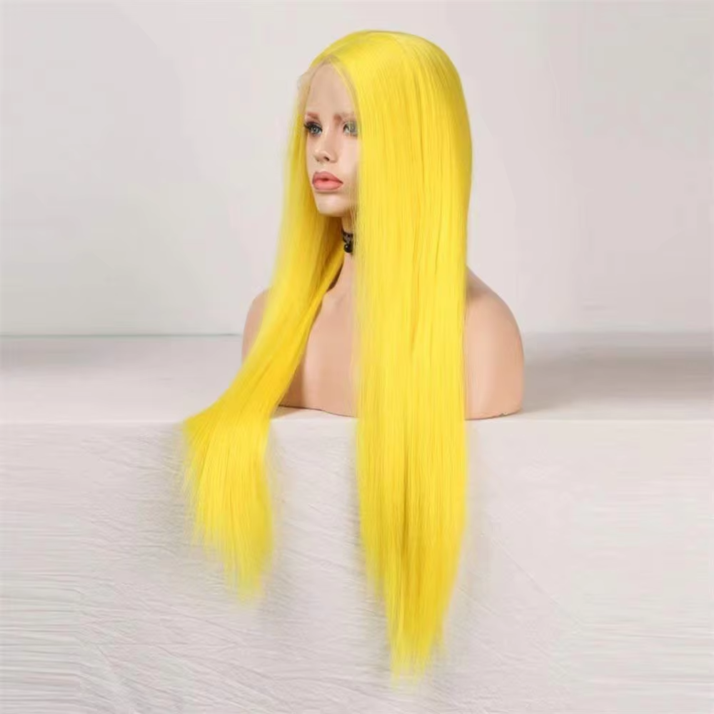Rovess Light Yellow Colored Straight 13x4  Invisible Lace Front Wigs