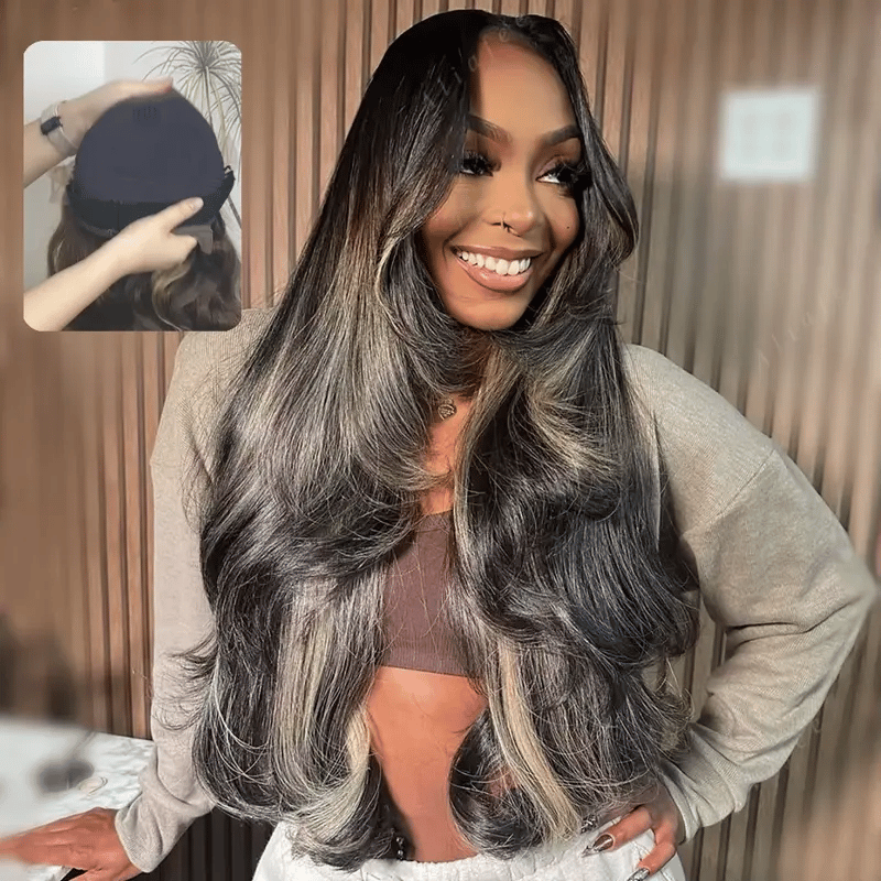 30 Inch 4/27 Highlight Honey Blonde Ombre Lace Front Wig Human Hair 13x6 Body Wave Human Hair Wig Black Women