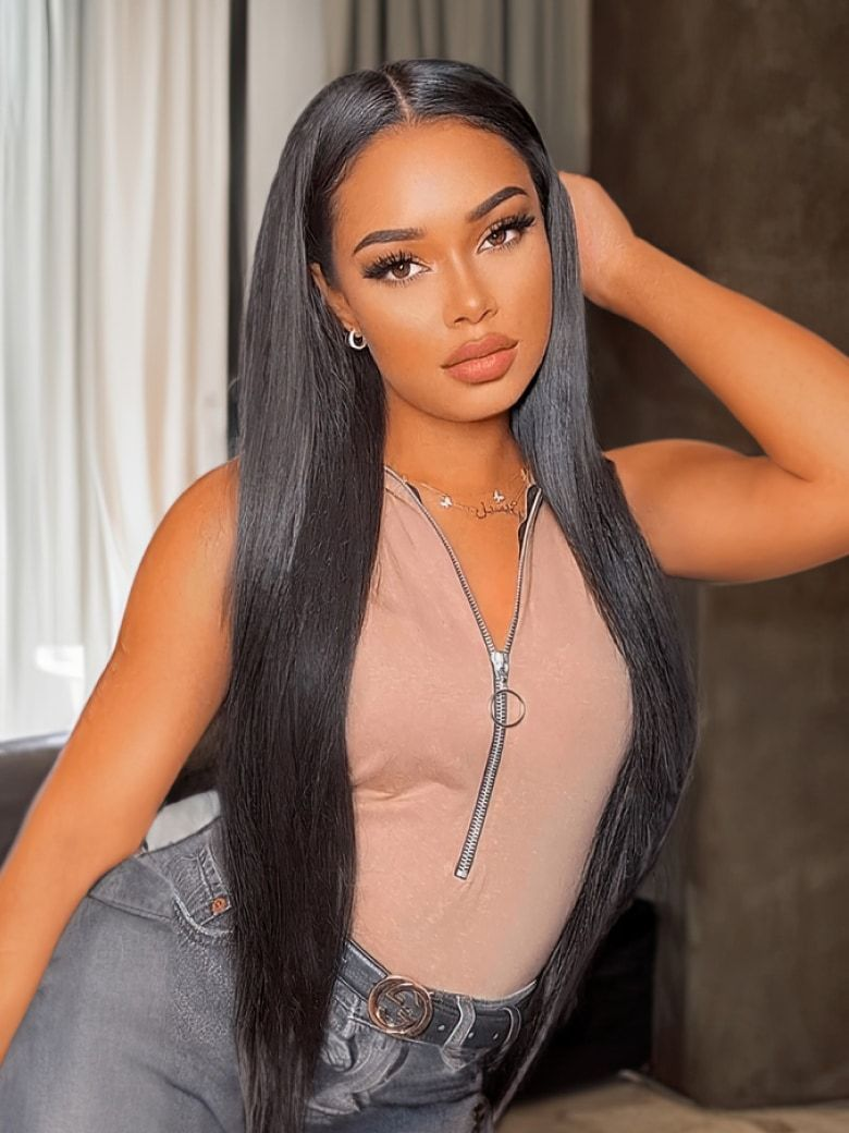 Rovess 34Inch Natural Black Straight Hair Bundles Luxury Salon Brazilian  100% Human Hair Bundles Glossy Hair bundles 4 Bundles