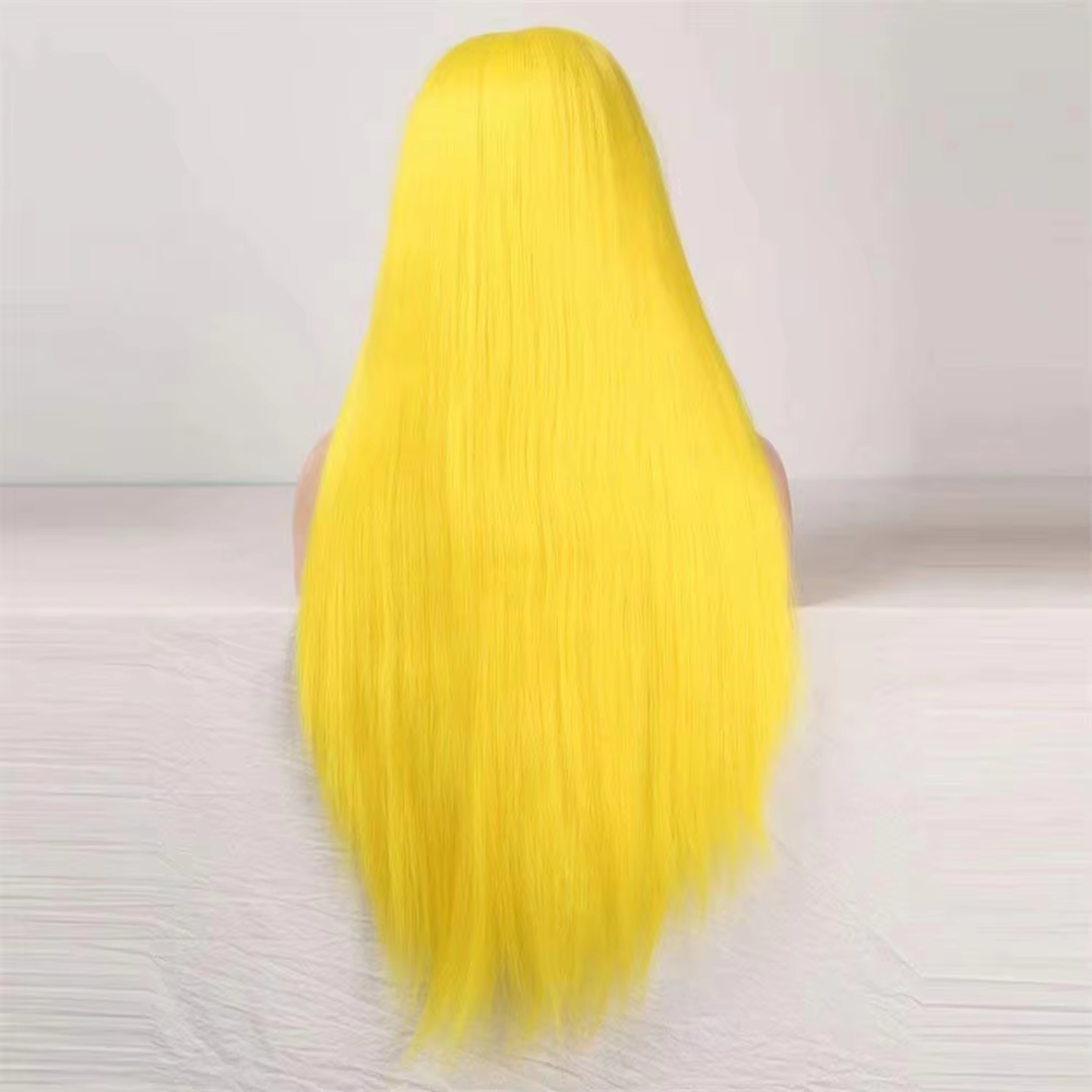 Rovess Light Yellow Colored Straight 13x4  Invisible Lace Front Wigs