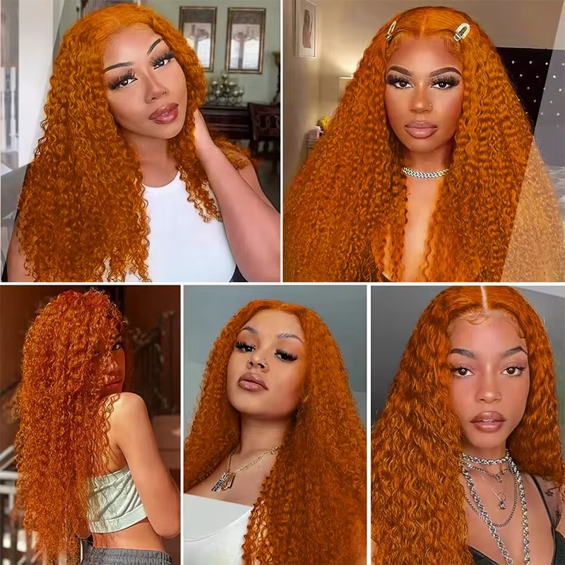 350 Ginger Orange Water Wave #350 Colored 13x4 5x5 Lace Front Wig Human Hair for Women Guluess Deep Curly Wigs Pre Plucked