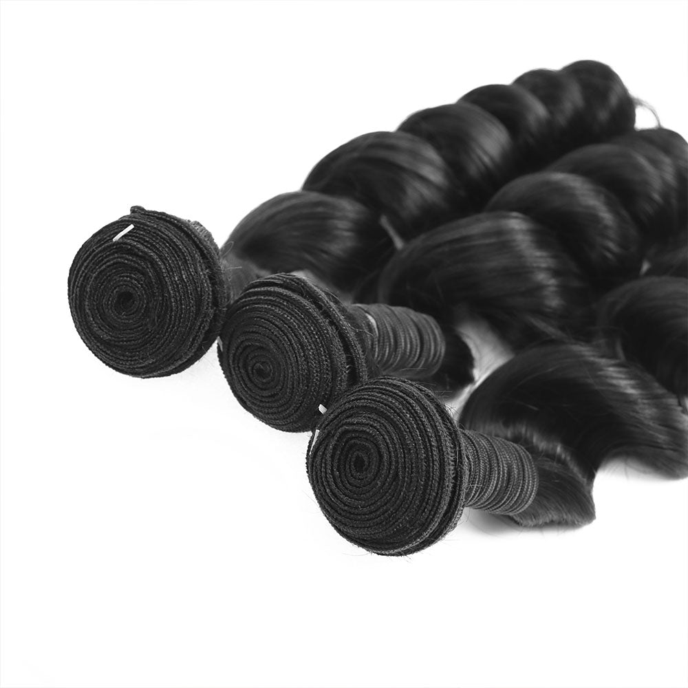 100% Real Human Hair Virgin Peruvian Loose Wave Bundles – 16–34 Inch, 4-Pack Luxury Set, Silky & Full, 80–100g Each