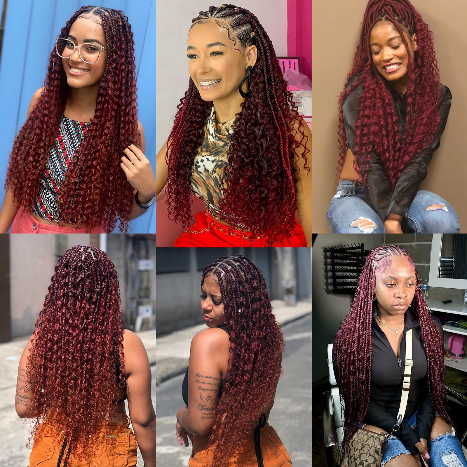Rovess Virgin Human Hair 100% Unprocessed Boho Braiding 99j Burgundy Weaving Deep Wave Hair 4 Bundles