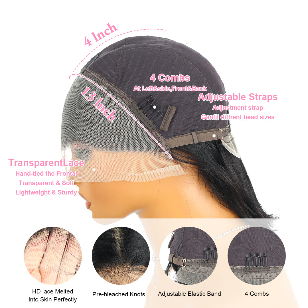10 Inch Natural Black Bob Wig Human Hair 13x4 Lace Front Wigs Human Hair Short Straight Frontal Bob Wig For Black Women