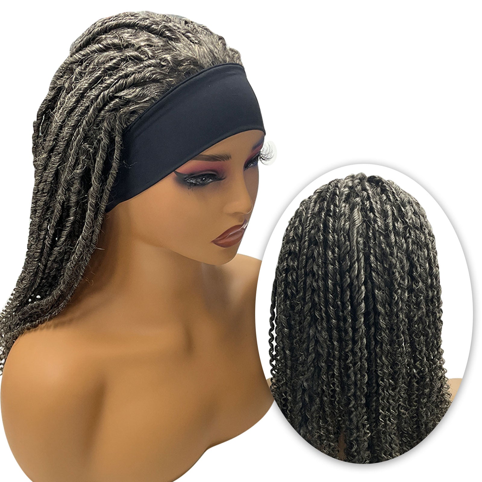 14Inch Goddess Locs Headband Wigs for Black Women Ombre Brown Dreadlock Rolls Twist Wigs Hair for Christmas Day Use