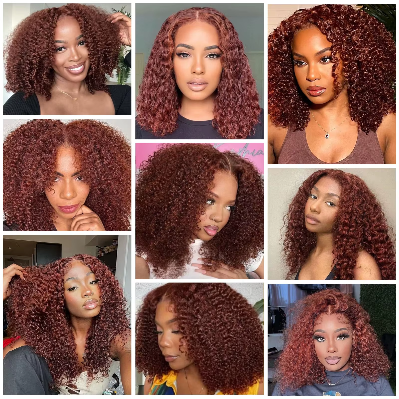 Curly Bob Wig Brazilian kinky curly 14 Inch Lace Front Human Hair Wigs Reddish Brown Deep Curly Wig Remy Hair jerry Curly