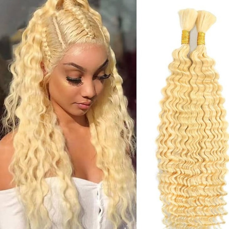 Rovrss Virgin Human Hair 100% Unprocessed Boho Braiding 613 blonde Curly Wave Hair Weaving 4 Bundles